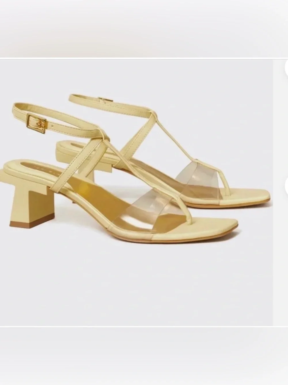 Tory Burch Block T strappy sandals in butter yellow with PVC straps, 9.5. EUC.